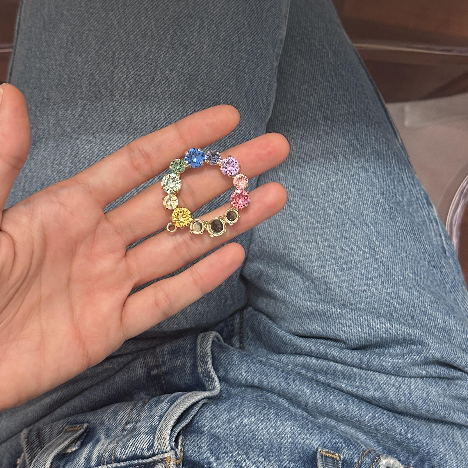 orecchini arcobaleno con swarovski cerchio della vita artigianali