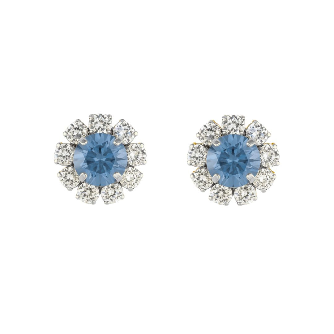 orecchini color argento con swarovski centrale azzurro