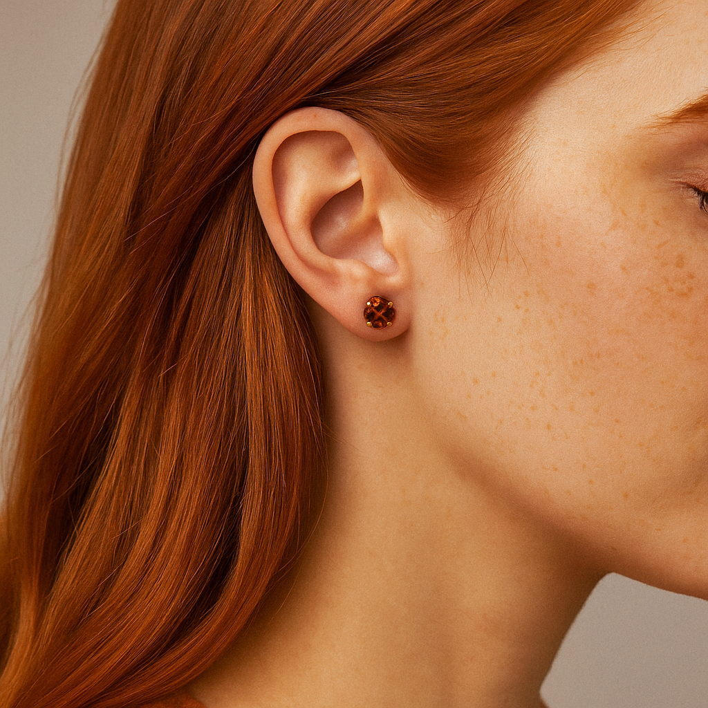 orecchini ambra armocromia autunno punti luce swarovski a lobo