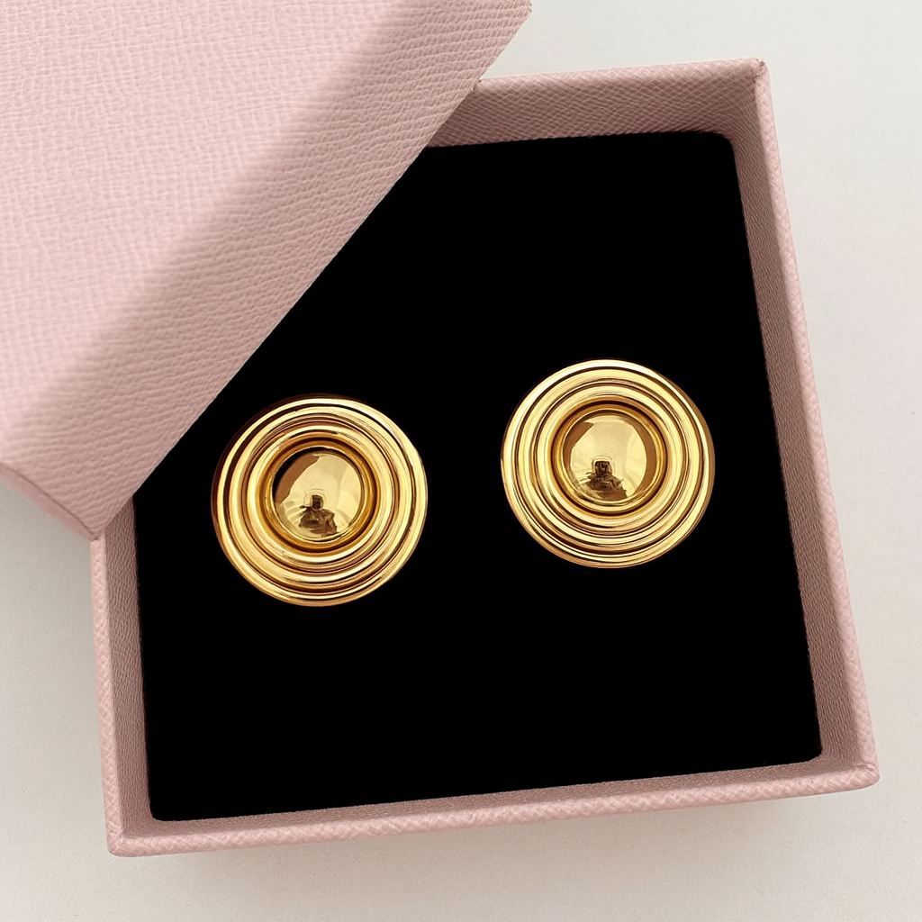 orecchini a forma di bottone color oro
