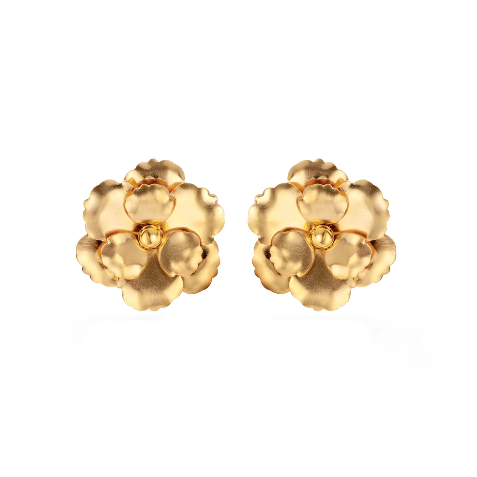 orecchini fiori grandi dorati tridimensionali