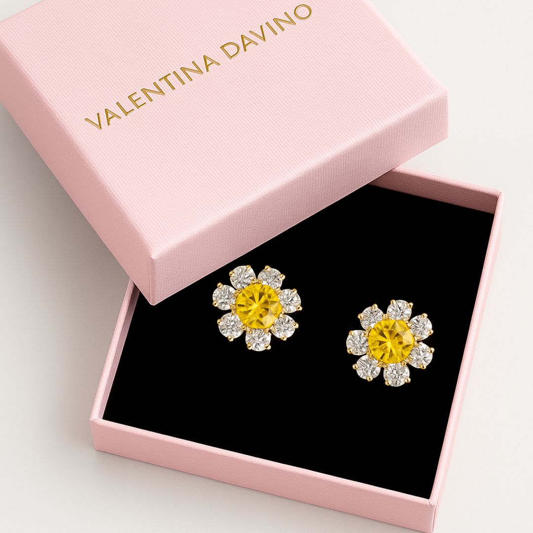 orecchini a lobo con margherita gialla