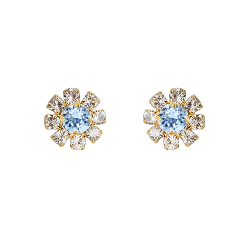 orecchini a forma di fiore a lobo turchese con swarovski luminosi