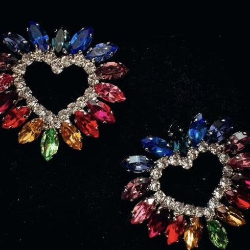 orecchini cuore cristalli arcobaleno