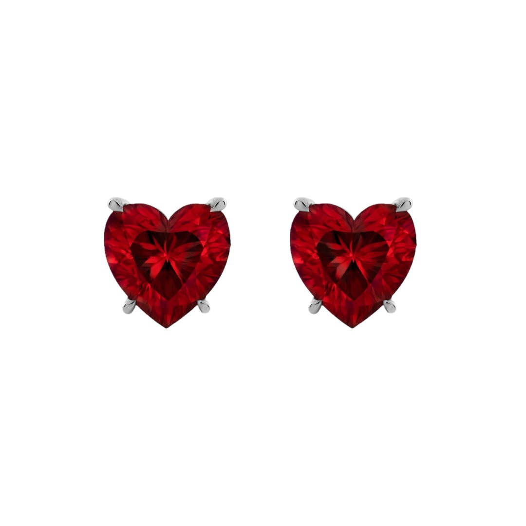orecchini cuore rosso zircone e argento 925