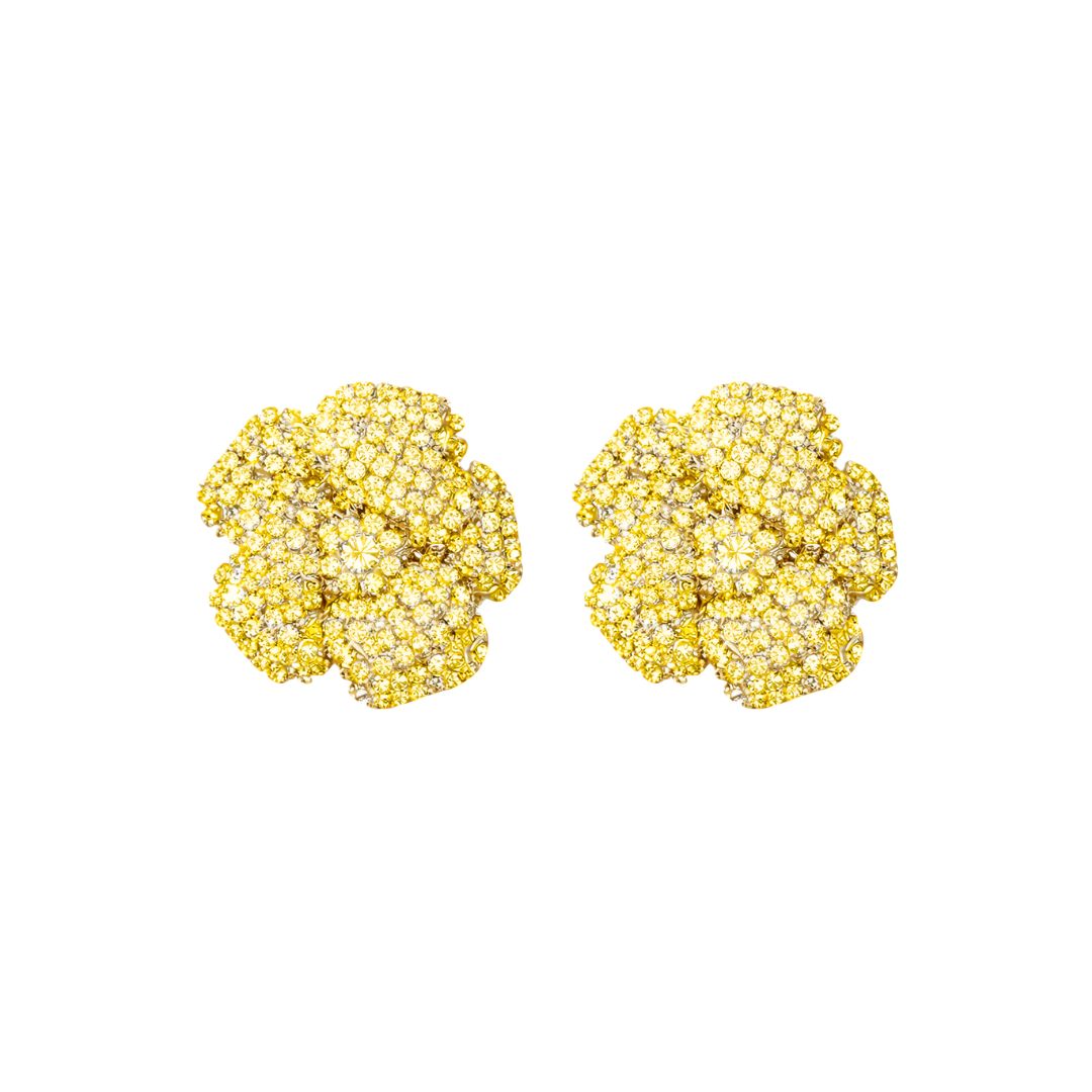 orecchini a forma di fiore con swarovski eleganti color giallo