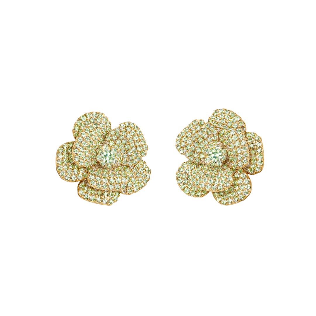 orecchini fiore grande verde chiaro swarovski