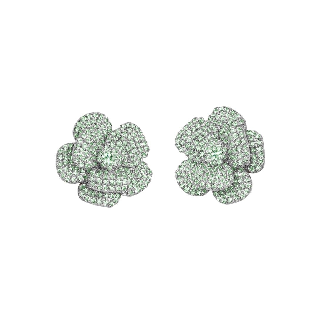 orecchino grandi fiore swarovski verde chiaro per cerimonia
