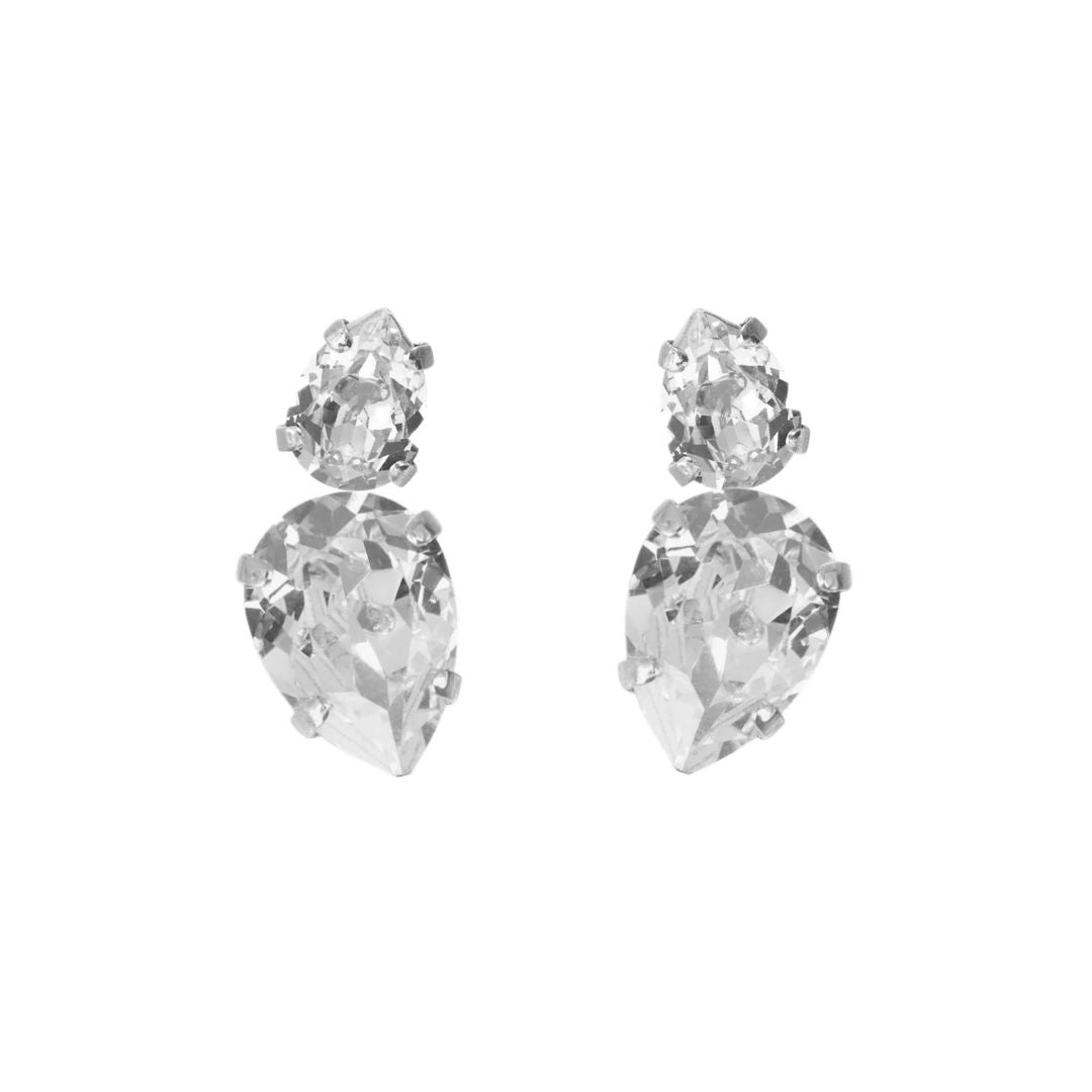 orecchini da sposa con due gocce argento swarovski