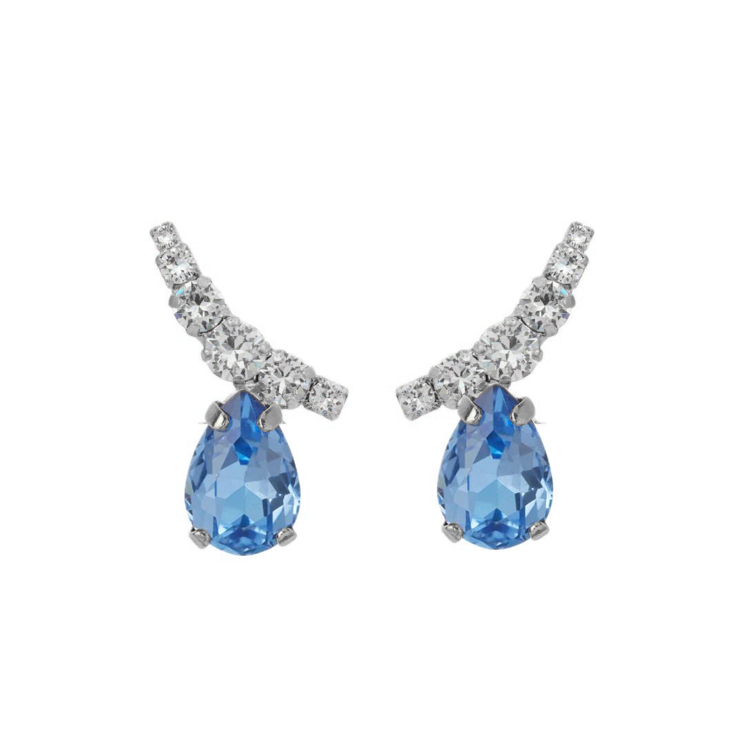 orecchini a goccia con cristalli in bagno d'argento e swarovski azzurro