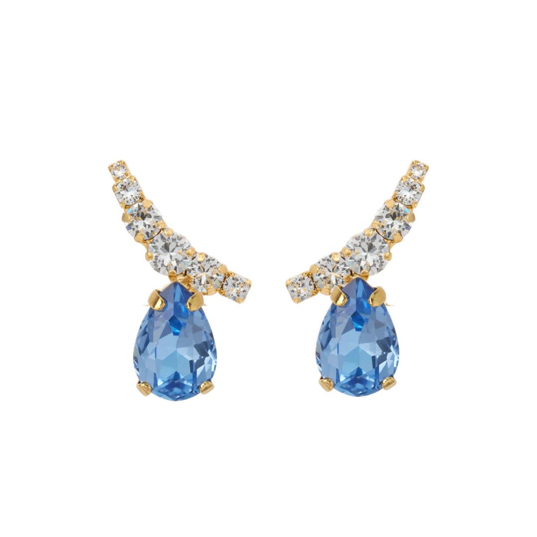 orecchini con goccia e cristalli swarovski in oro e celeste