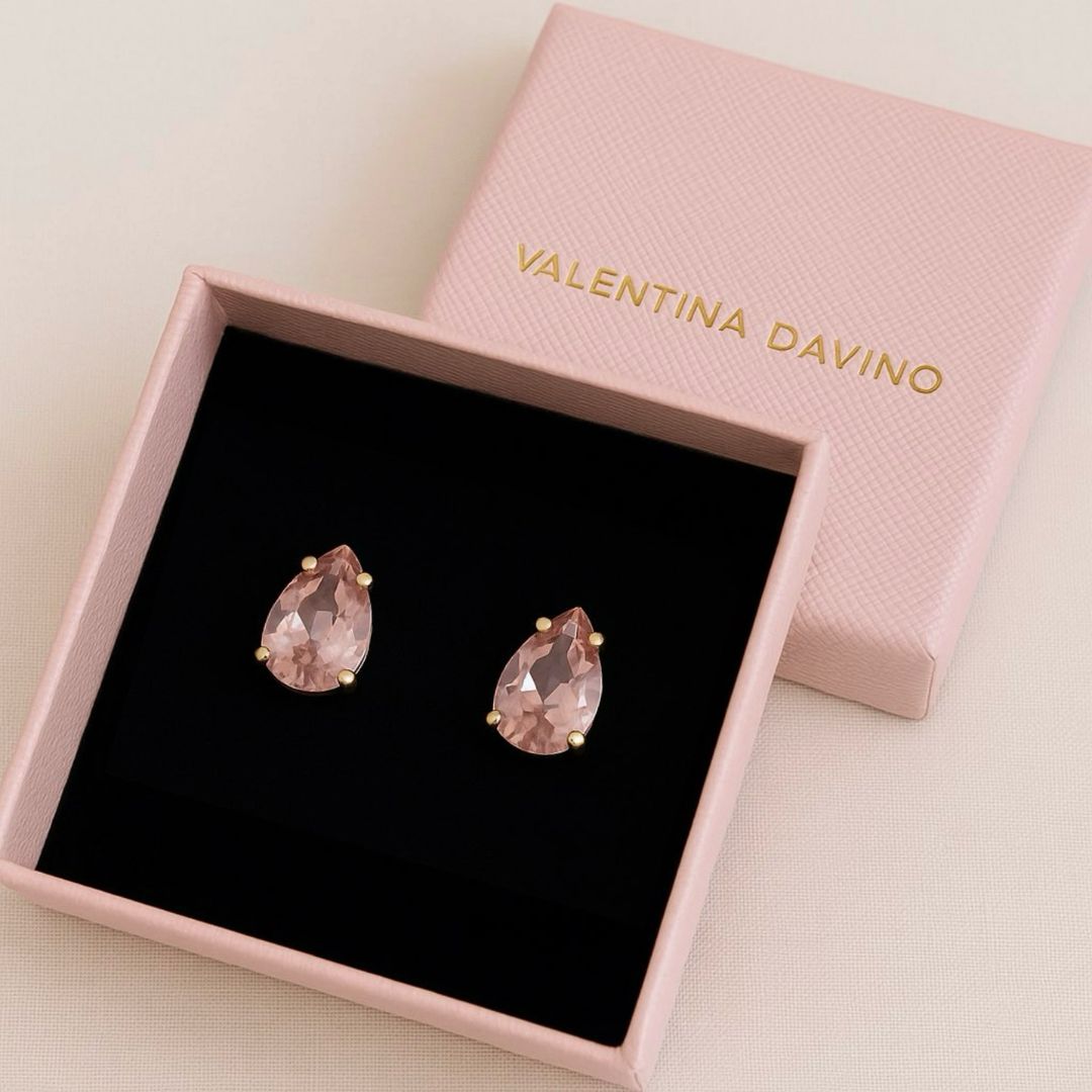 scatolina gioielli rosa nude da donna a lobo per sposa swarovski