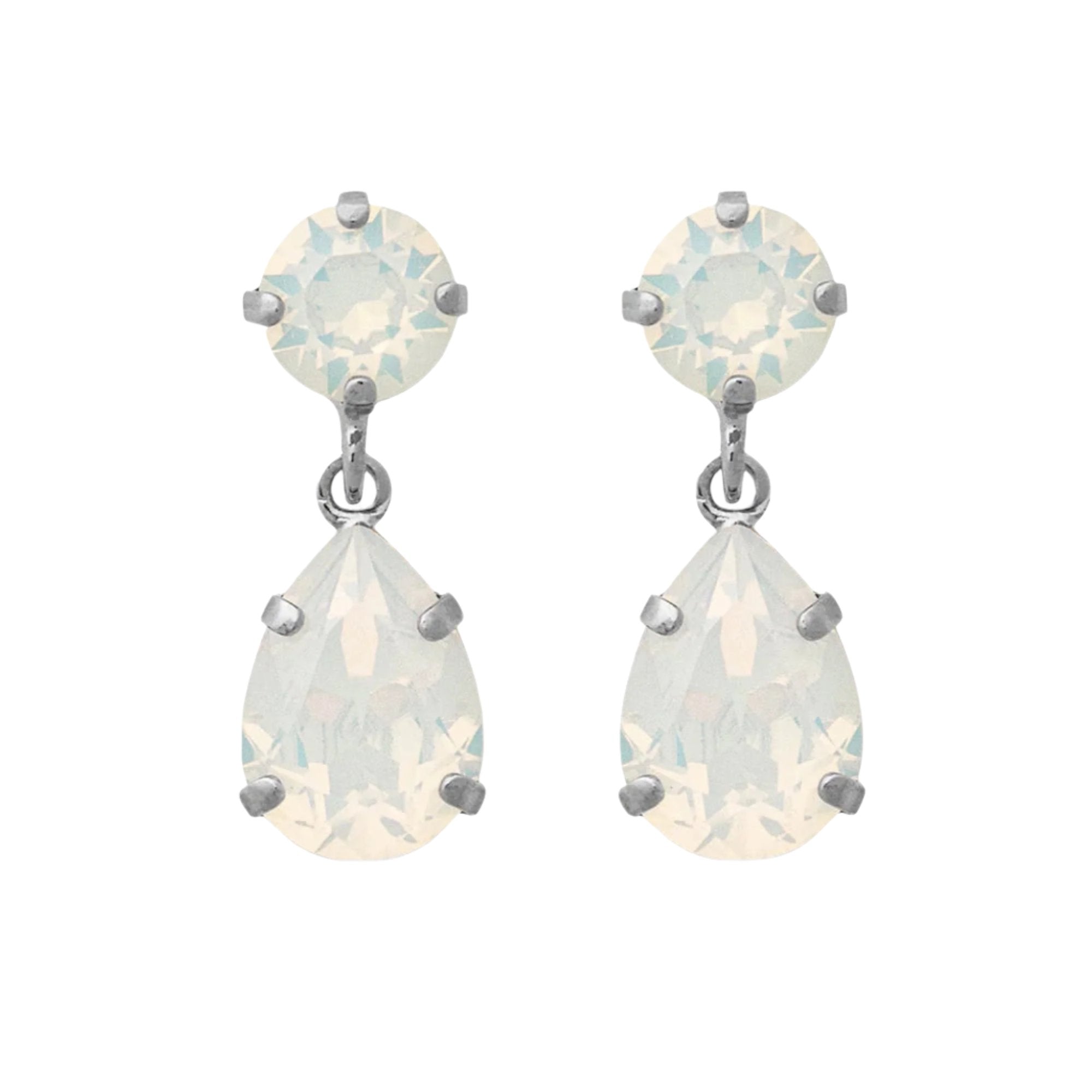 orecchini con goccia pendente di swarovski da sposa bianco opale
