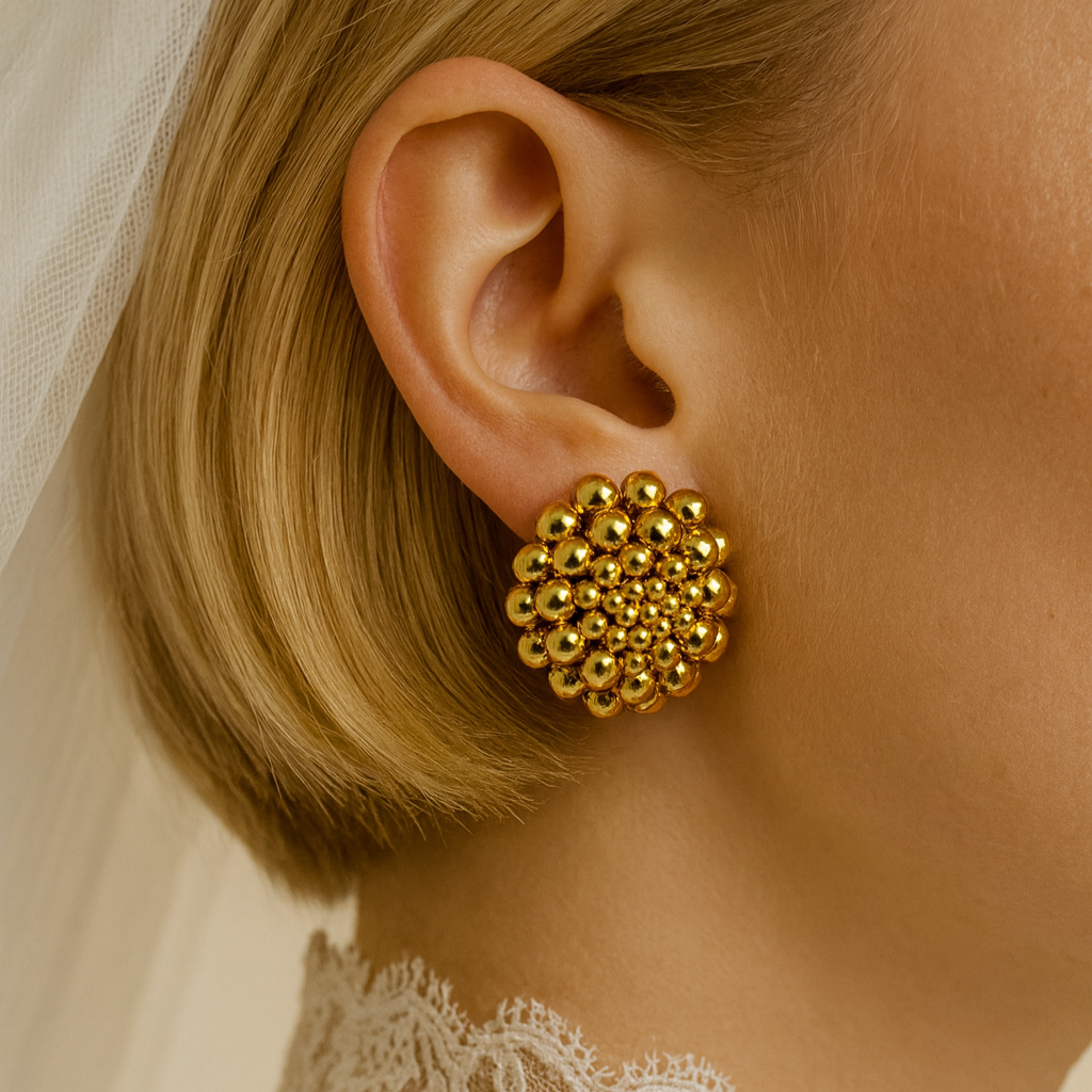 orecchini grandi oro sposa stile vintage