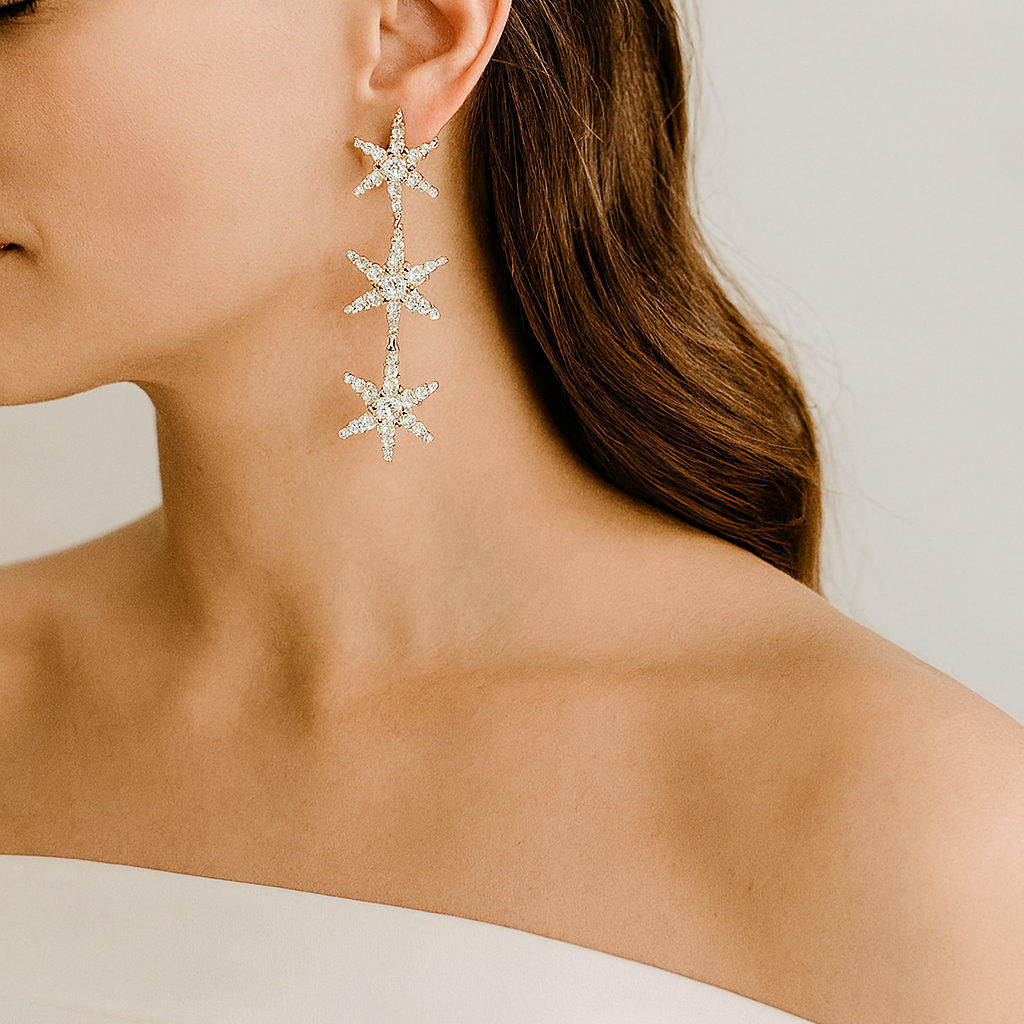 orecchini lunghi da sposa con stelle swarovski