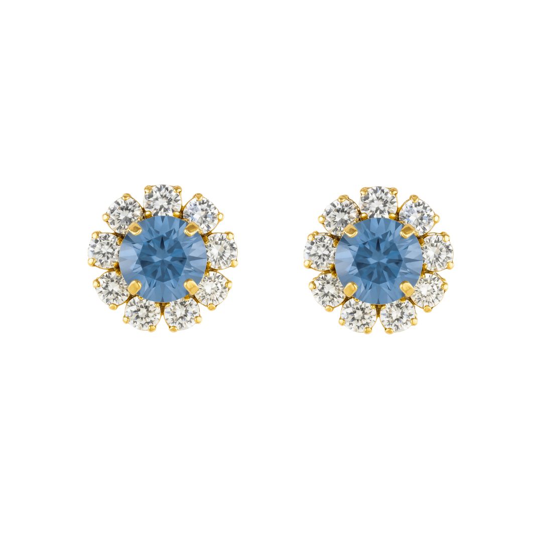 orecchini oro con swarovski centrale celeste