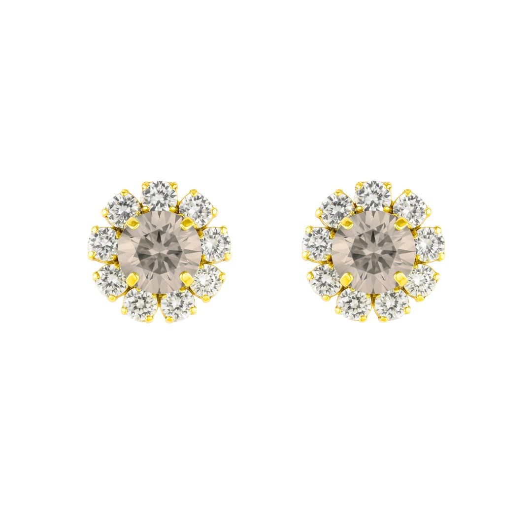 orecchini oro con swarovski centrale grigio