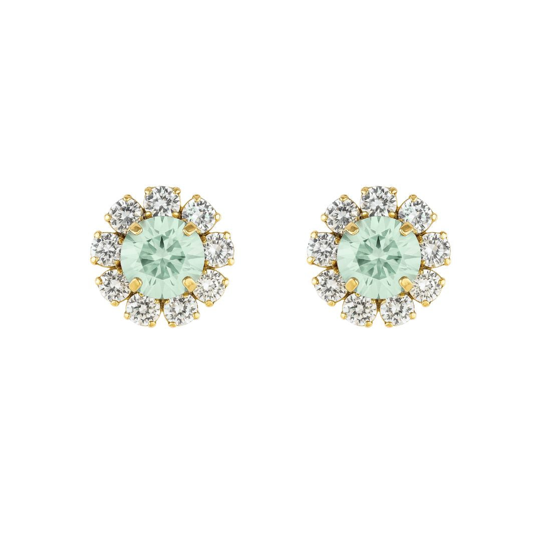 orecchini oro con swarovski centrale verde chiaro