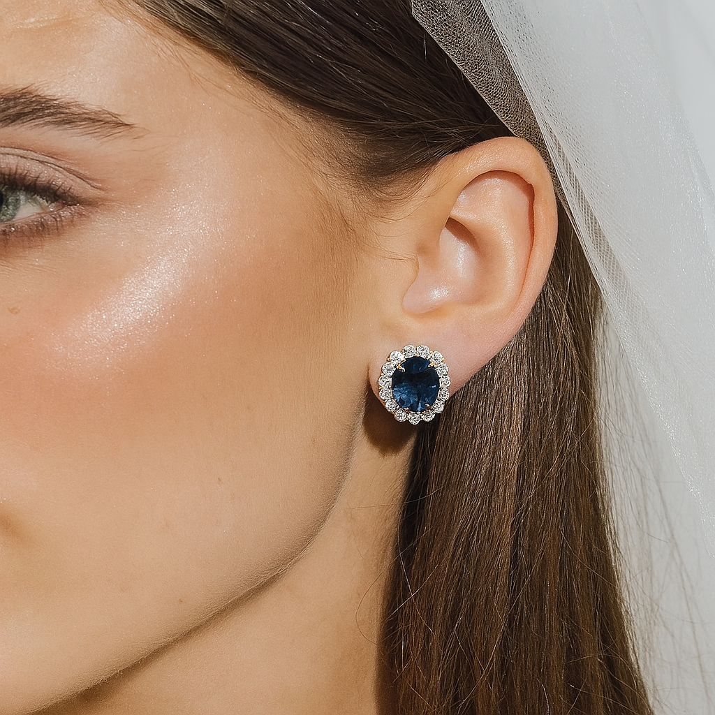 orecchini ovale blu swarovski indossati