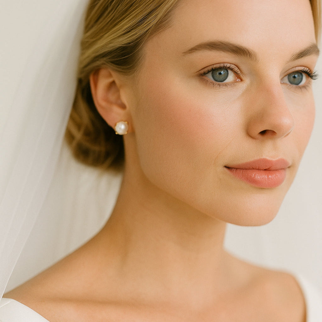 orecchini da sposa perla a lobo swarovski minimal