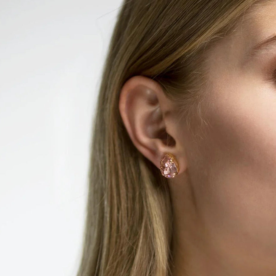 orecchini da sposa a forma di goccia swarovski a lobo colore rosa cipria