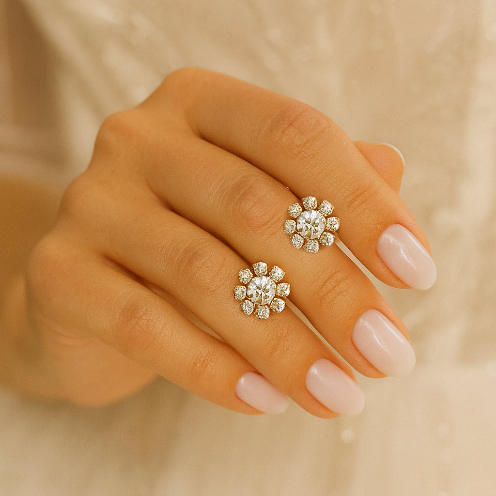 orecchini sposa margherita swarovski minimal a lobo luminosi