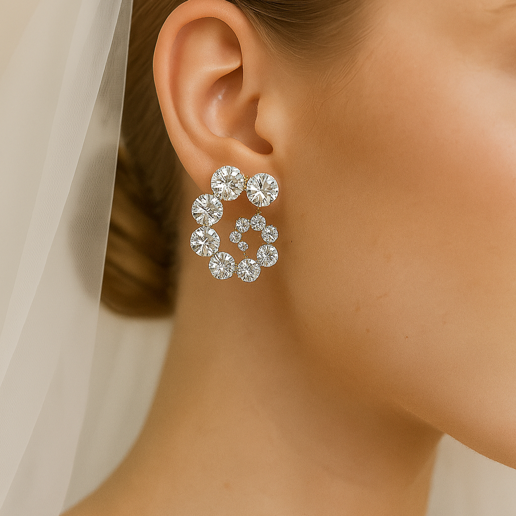 orecchini da sposa con swarovski a forma di spirale