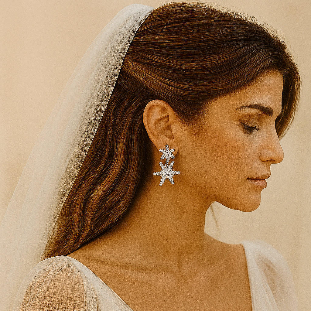 orecchini stelle cadenti swarovski indossati