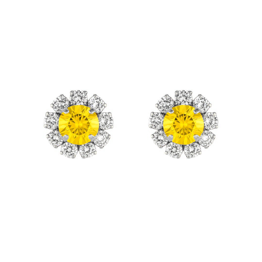 orecchini a forma di fiore con swarovski gialli
