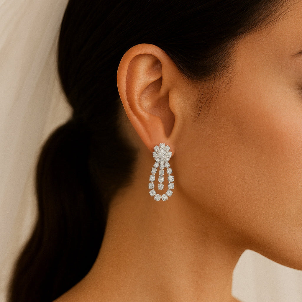 orecchini swarovski vintage da sposa penednti a goccia