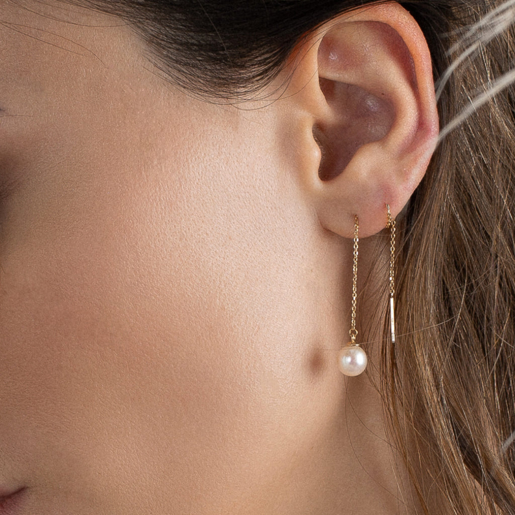 orecchini saliscendi con perla oro