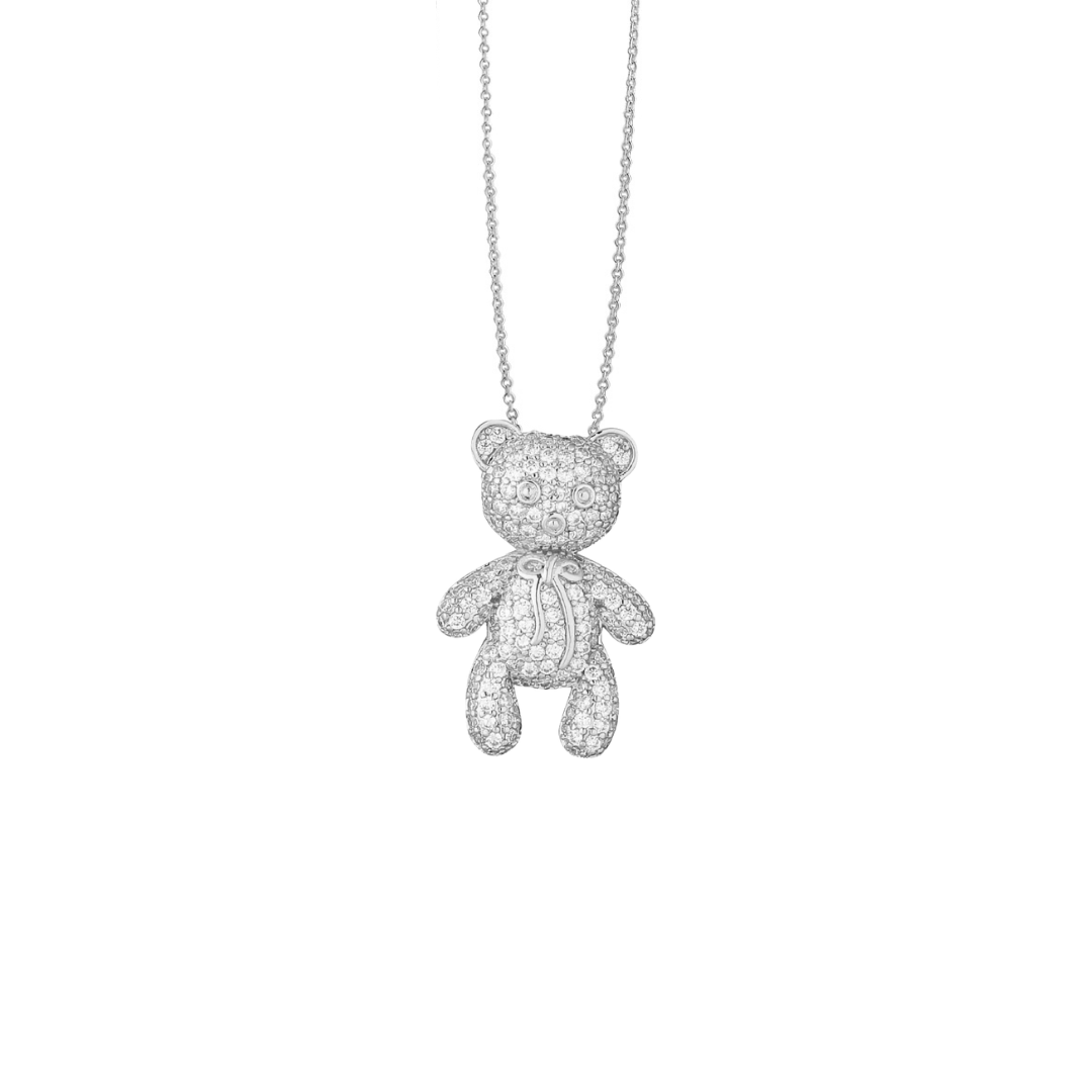collana con orsetto teddy zirconi in argento 925 e zirconi