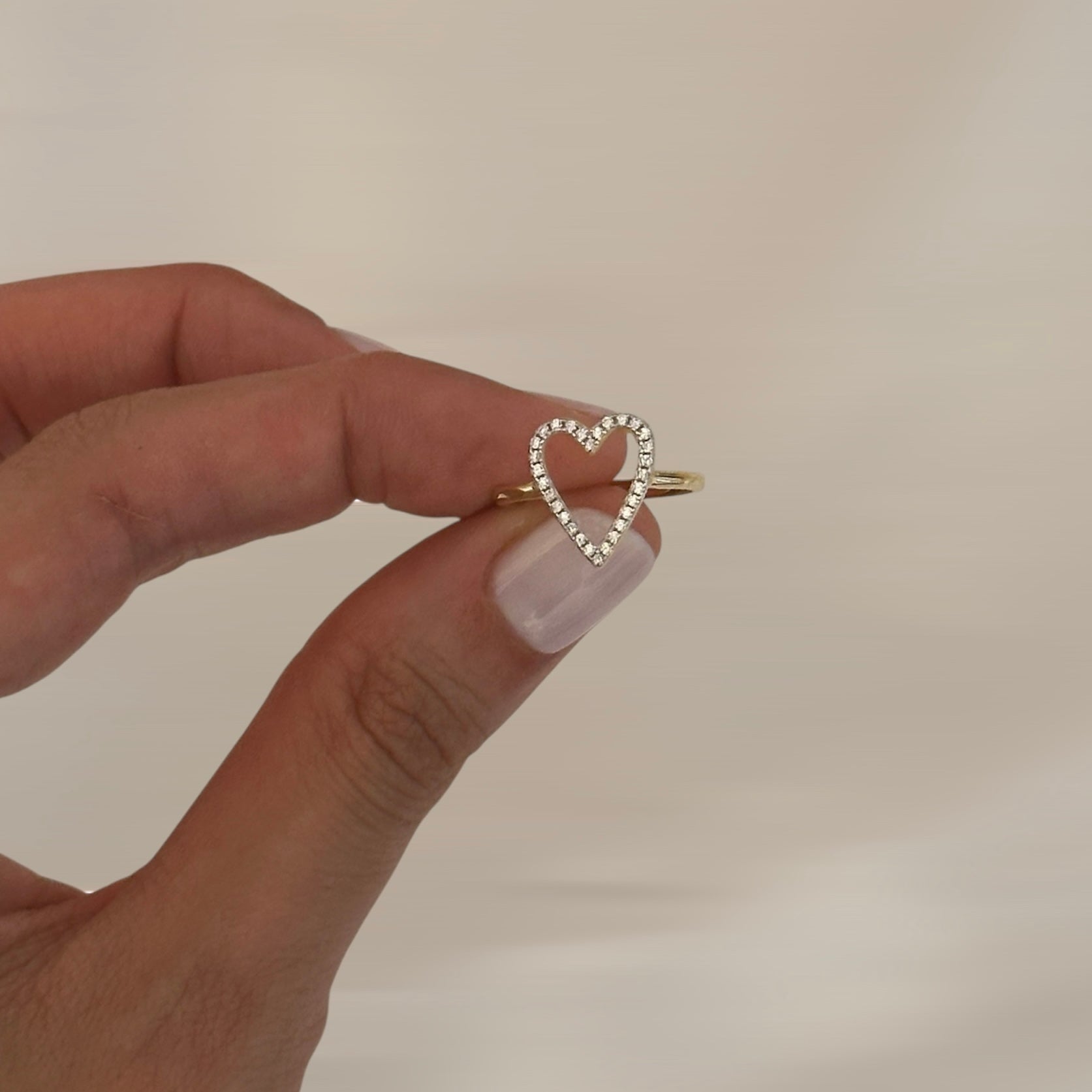 outline heart ring in silver 925