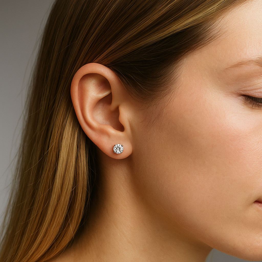 orecchini swarovski punti luce bianchi indossati