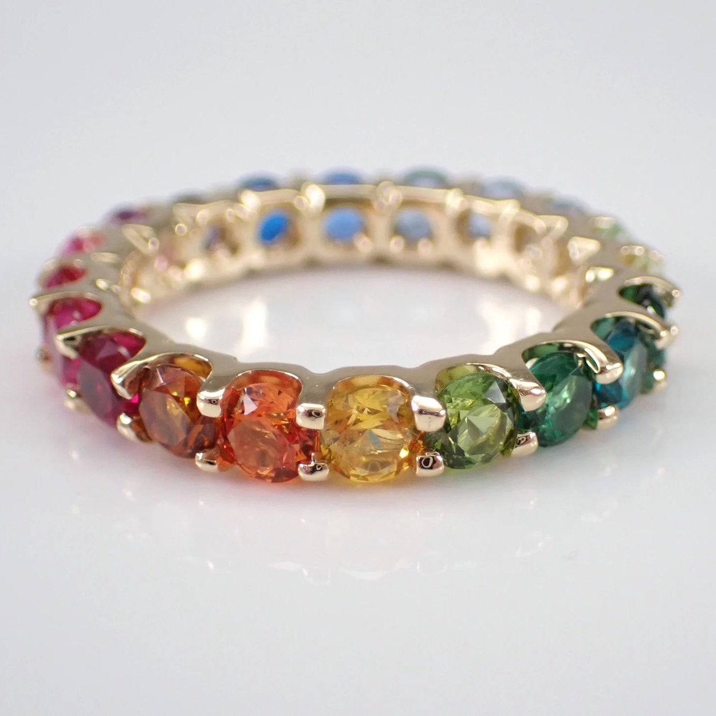rainbow infinity band in silver 925 gold plated and zirconia
