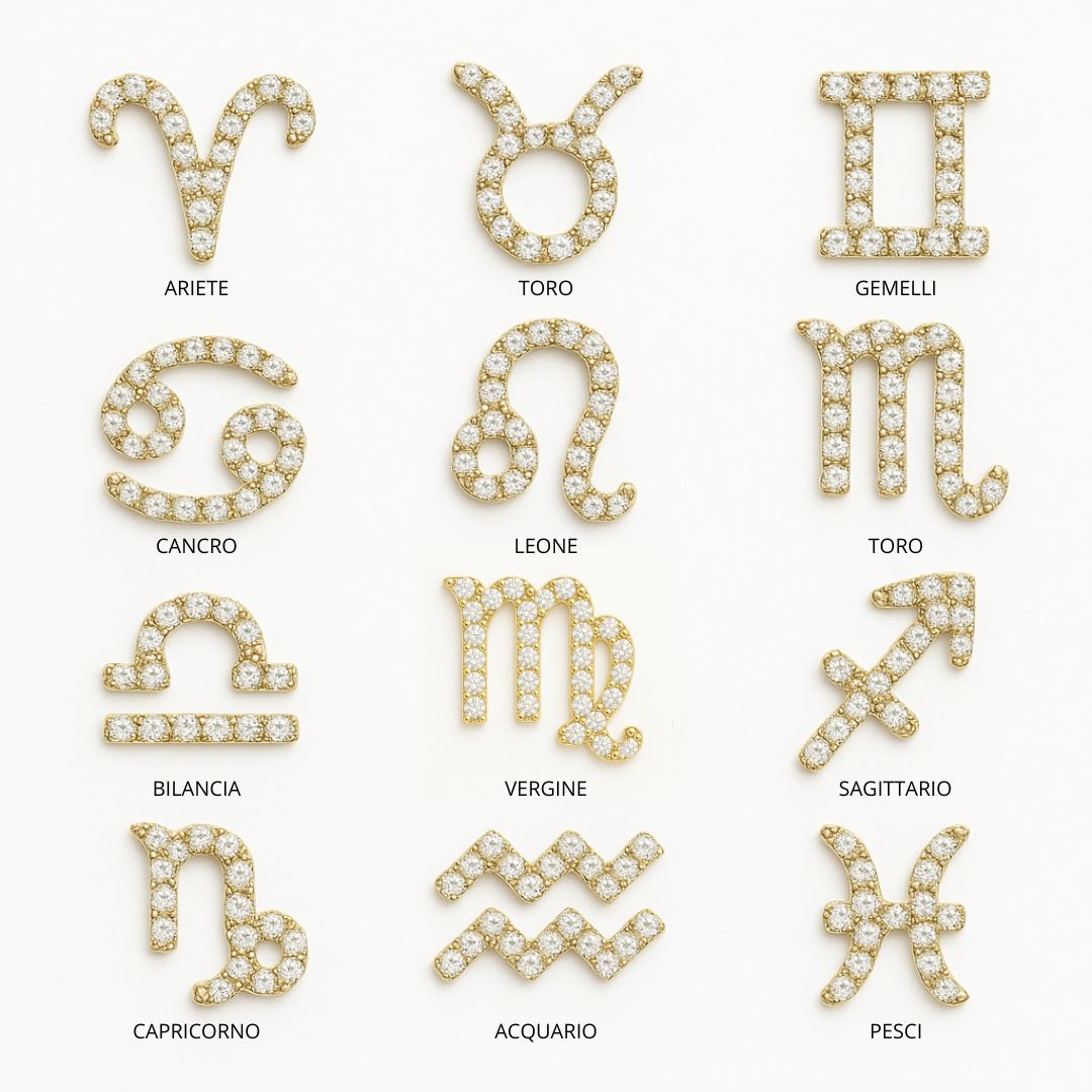 ciondoli segni zodiacali oro e diamanti