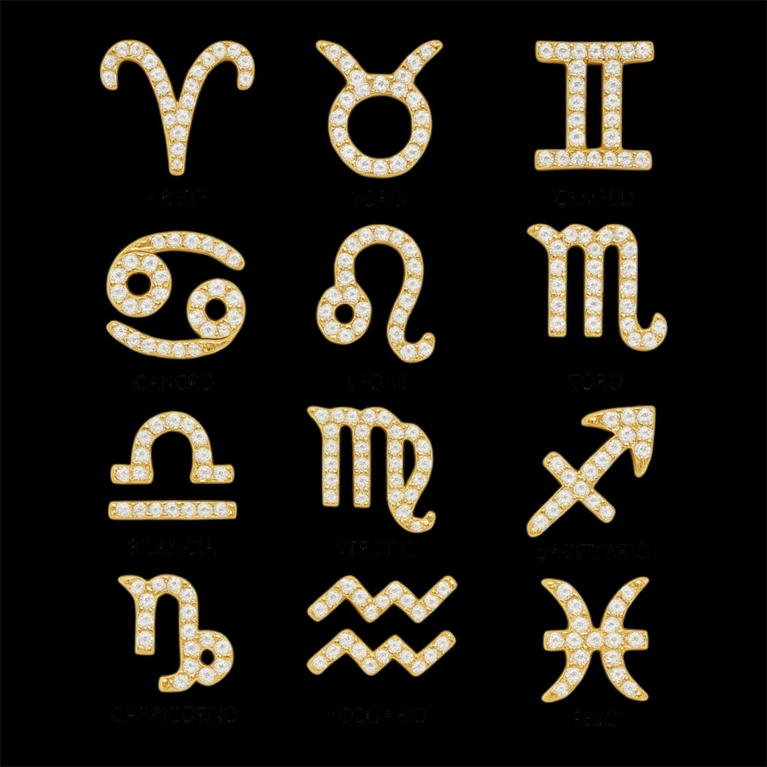 segni zodiacali con zirconi in argento 925