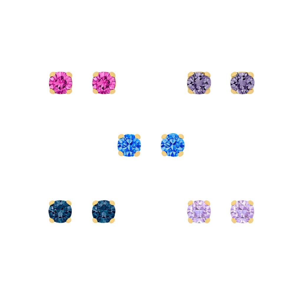 set di orecchini a lobo con swarovski colori intensi