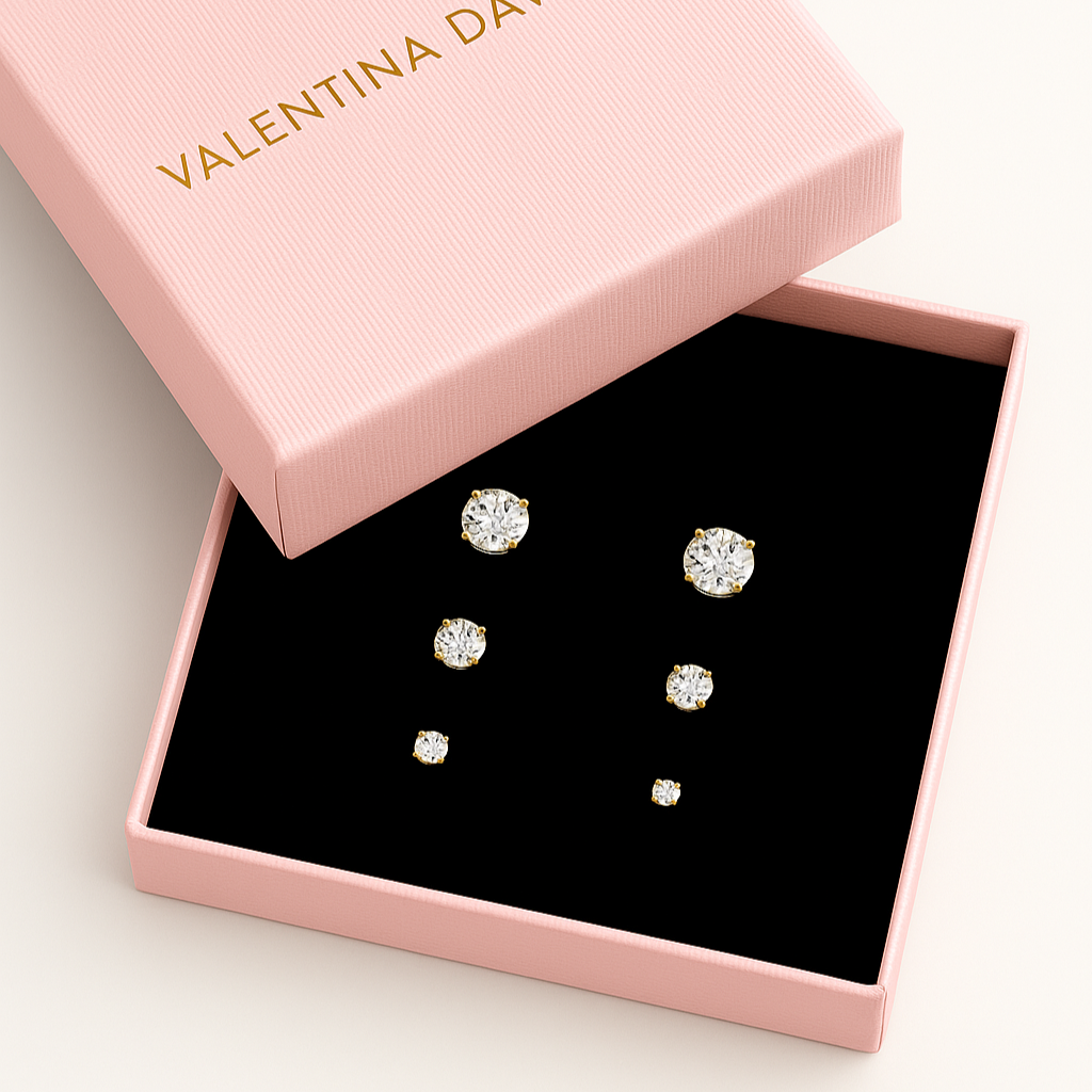 set di orecchini punti luce argento 925 e zirconi