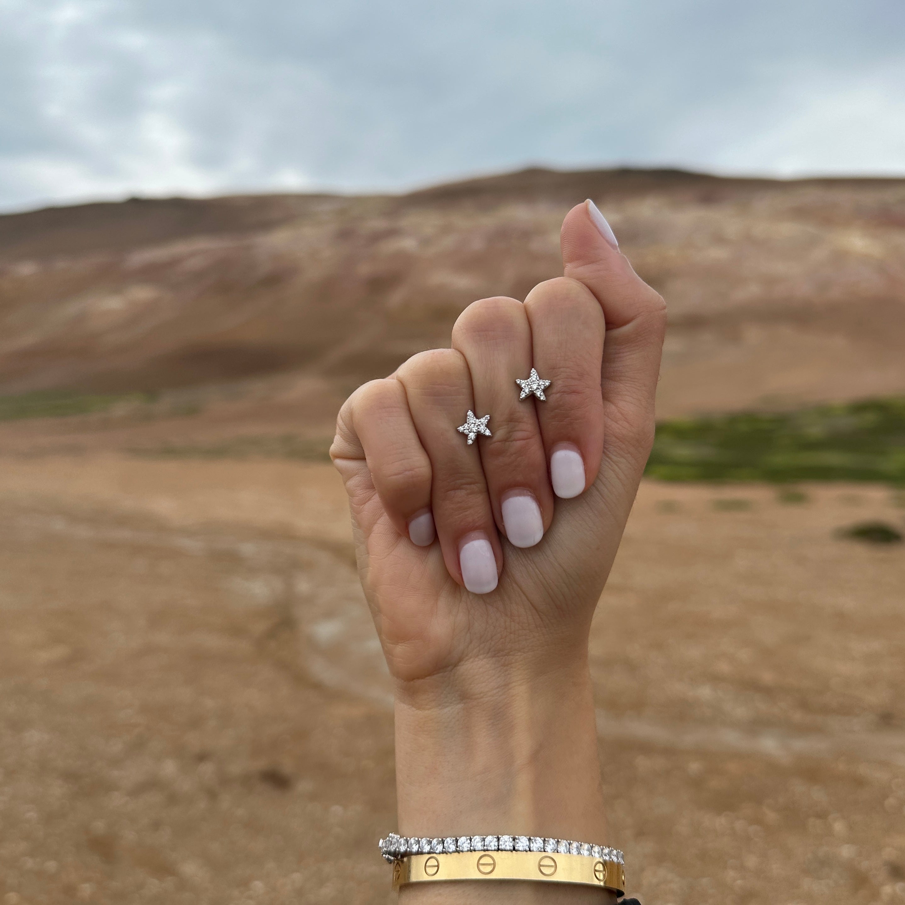orecchini stella marina in argento 925 e zirconi