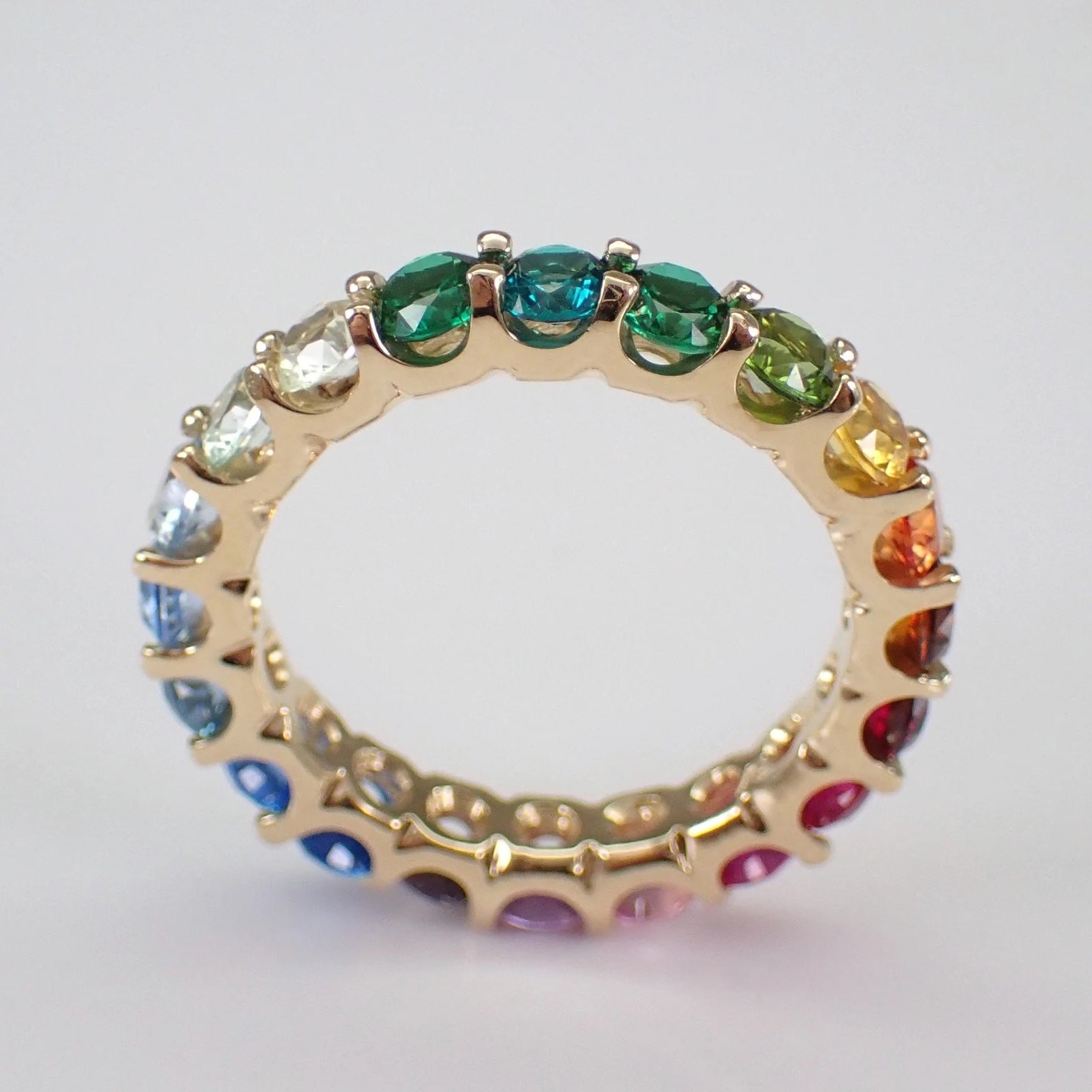veretta in argento 925 e zirconi sfumati arcobaleno