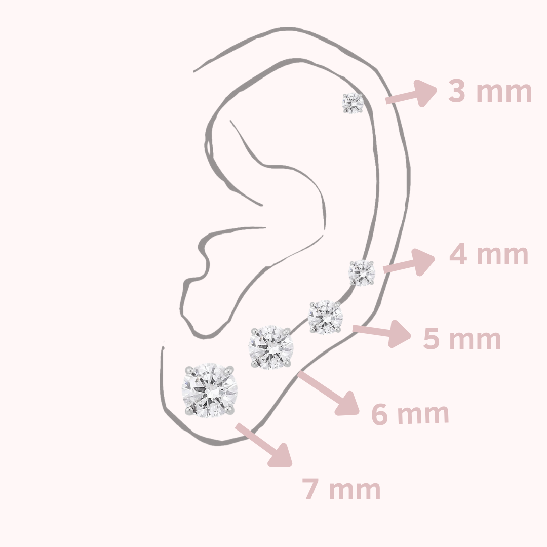 orecchini punto luce in argento 925 e zirconi di varie misure