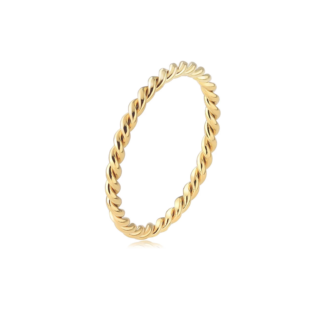 anello sottile intrecciato oro in argento 925