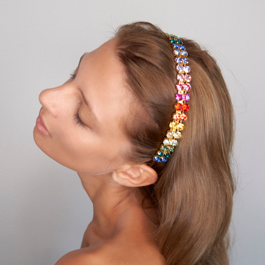 cerchietto per capelli con swarovski arcobaleno
