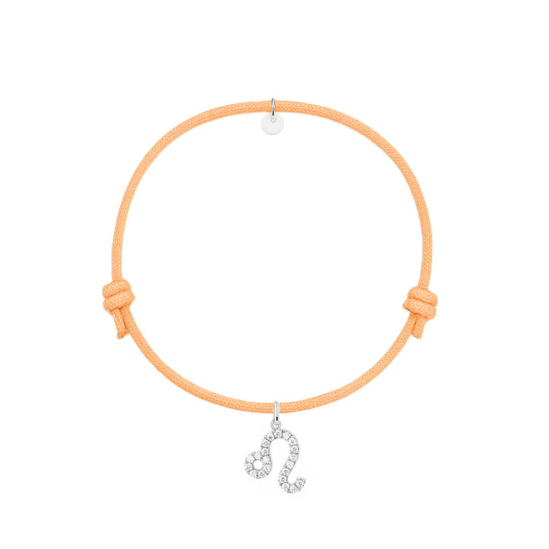 bracciale con cordino apricot e ciondoli in argento e zirconi