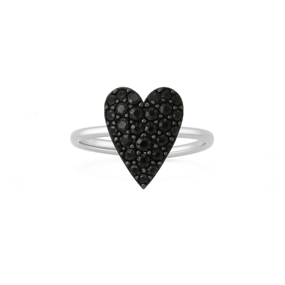anello cuore nero argento 925