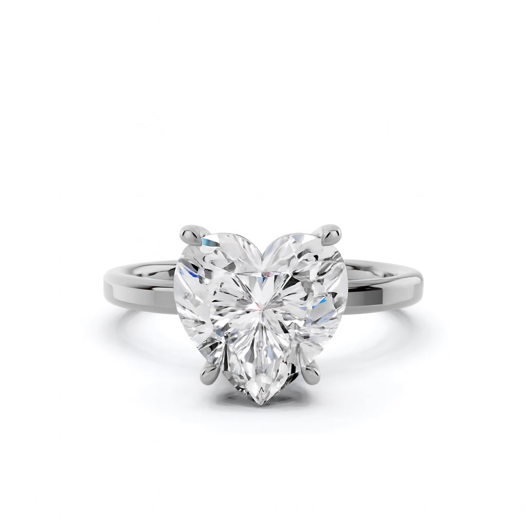 anello solitario con cuore in argento 925