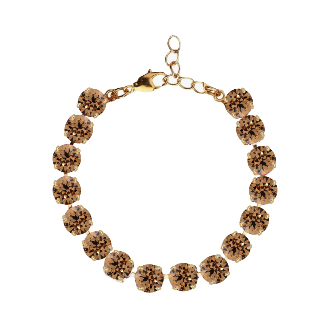 bracciale armocromia autunno con cristalli marroni e dettagli oro