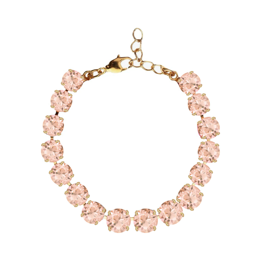bracciale armocromia stagione autunno con cristalli rosa cipria e rifiniture oro
