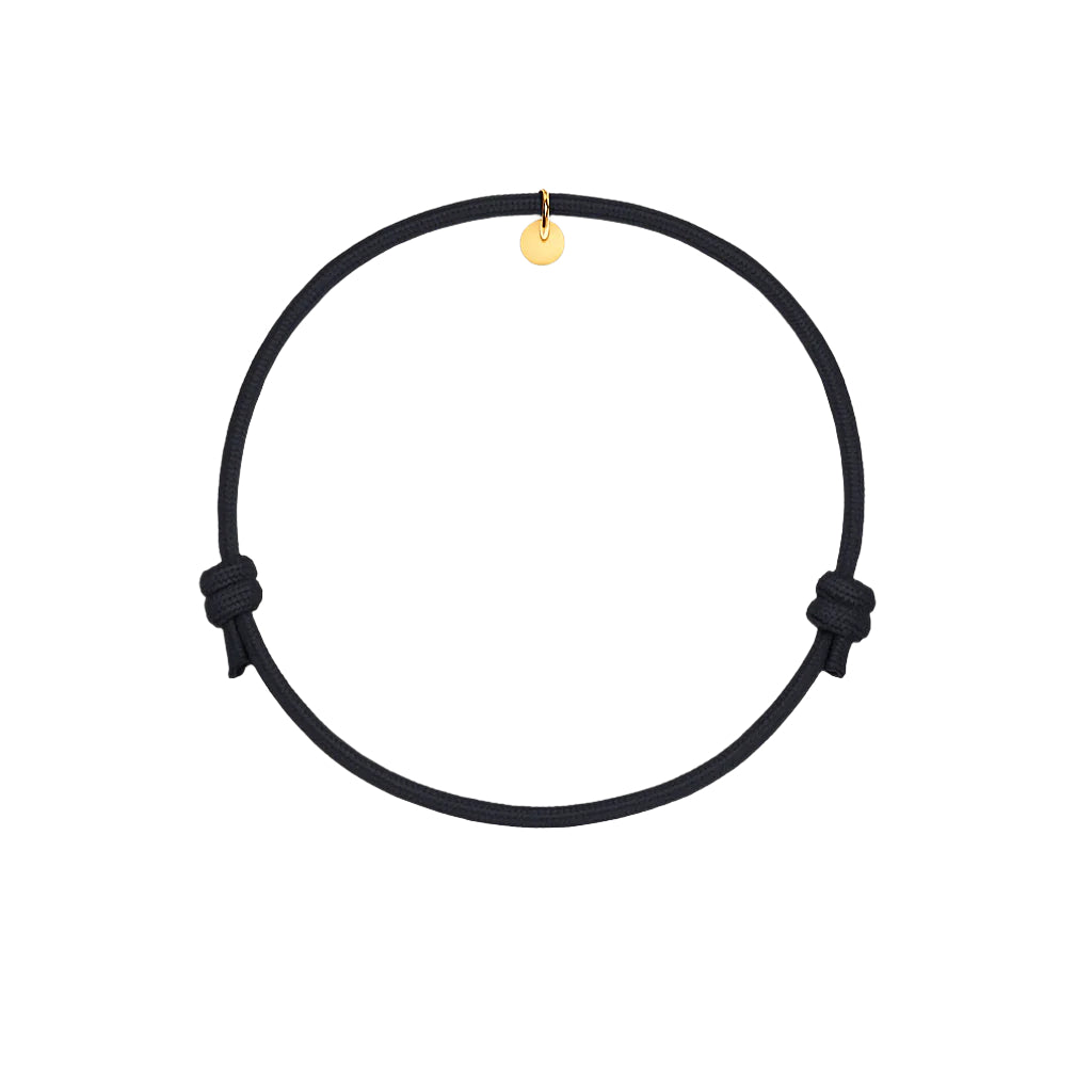 bracciale corda nera personalizzabile dove poter aggiungere ciondoli 